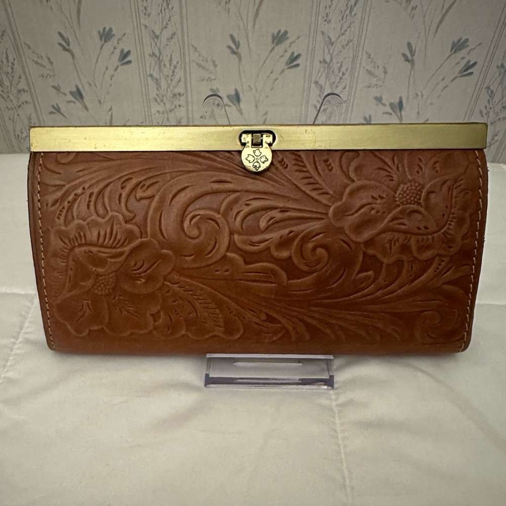 Patricia Nash Tooled Brown Leather Wallet